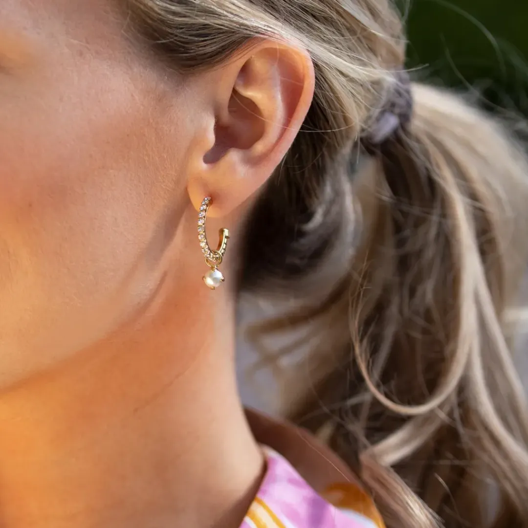 Caroline Svedbom Örhängen-Bella Loop Earrings/Pearl + Crystal