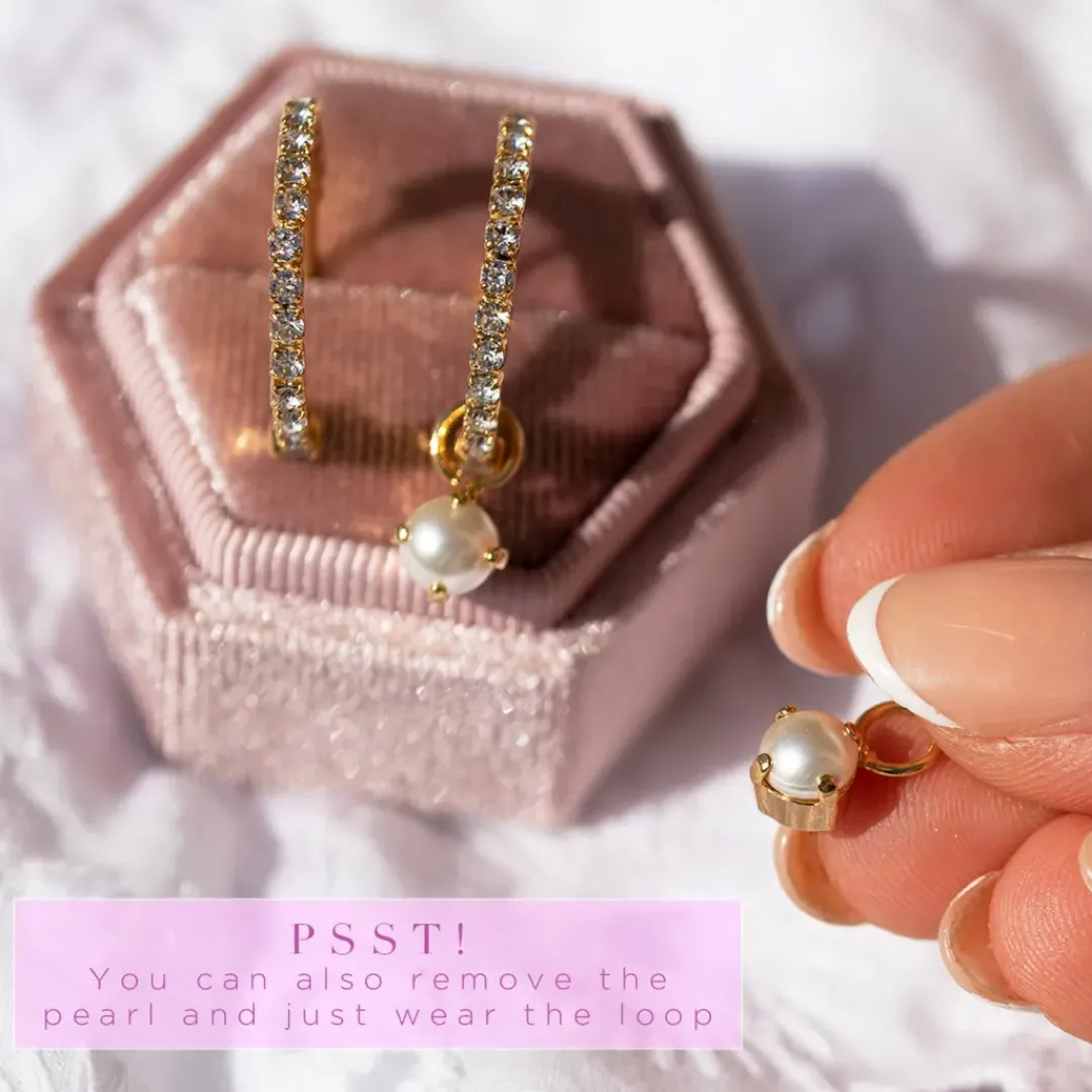 Caroline Svedbom Örhängen-Bella Loop Earrings/Pearl + Crystal