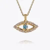 Caroline Svedbom Halsband-Greek Eye Necklace/Crystal + Aquamarine