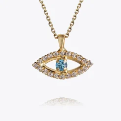 Caroline Svedbom Halsband-Greek Eye Necklace/Crystal + Aquamarine