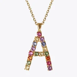 Caroline Svedbom Halsband-Letter Necklace A/Rainbow Combo