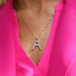 Caroline Svedbom Halsband-Letter Necklace A/Rainbow Combo