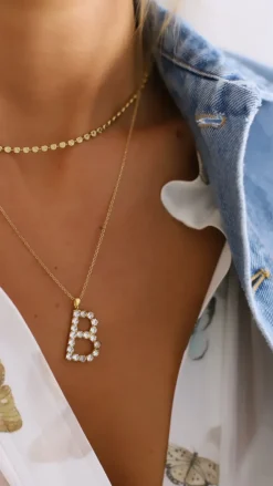 Caroline Svedbom Halsband-Letter Necklace B/Crystal