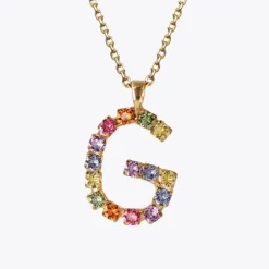 Caroline Svedbom Halsband-Letter Necklace G/Rainbow Combo