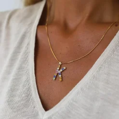 Caroline Svedbom Halsband-Letter Necklace K/Rainbow Combo