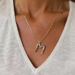 Caroline Svedbom Halsband-Letter Necklace M/Rainbow Combo