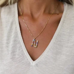 Caroline Svedbom Halsband-Letter Necklace N/Rainbow Combo