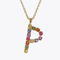 Caroline Svedbom Halsband-Letter Necklace P/Rainbow Combo