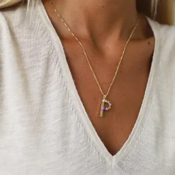 Caroline Svedbom Halsband-Letter Necklace P/Rainbow Combo