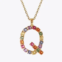 Caroline Svedbom Halsband-Letter Necklace Q/Rainbow Combo