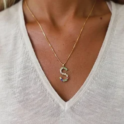 Caroline Svedbom Halsband-Letter Necklace S/Rainbow Combo