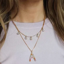 Caroline Svedbom Halsband-Letter Necklace S/Rainbow Combo