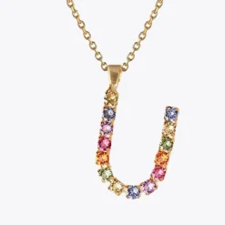 Caroline Svedbom Halsband-Letter Necklace U/Rainbow Combo