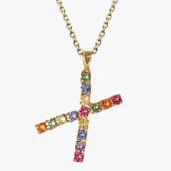 Caroline Svedbom Halsband-Letter Necklace X/Rainbow Combo