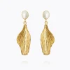 Caroline Svedbom Örhängen-Mini Golden Leaf Earrings/Pearl