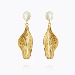 Caroline Svedbom Örhängen-Mini Golden Leaf Earrings/Pearl