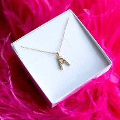 Caroline Svedbom Halsband-Mini Letter Necklace A/Crystal