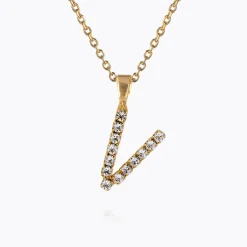 Caroline Svedbom Halsband-Mini Letter Necklace V/Crystal